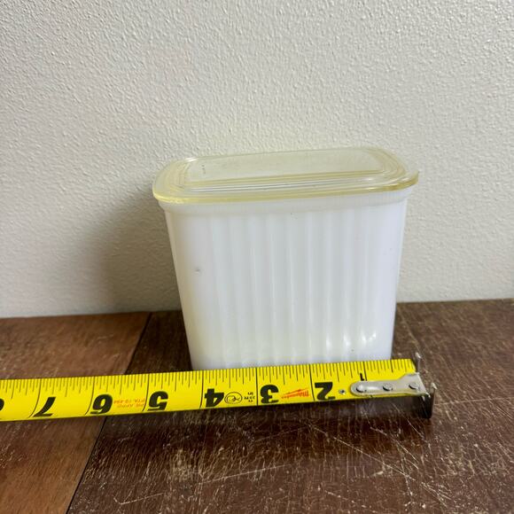 Set of 3 Hazel Atlas white milk glass Refrigerator containers with lids - Picture 10 of 13